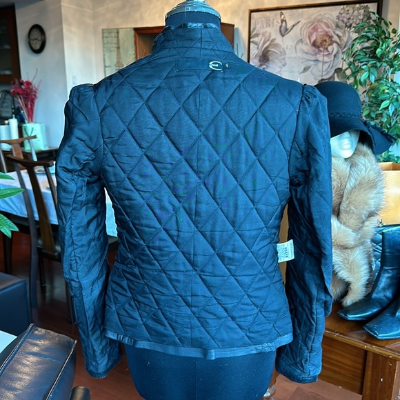 Just Cavalli Black Leather blazer jacket Small Size 40 quilted interior Y2K - Picture 10 of 14